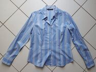 Bluse eterna EXCELLENT Gr. 40 blau weiß ocker gestreift 100 % Baumwolle Brustweite 51 cm Taille 45 cm wie neu - Hamburg Wandsbek