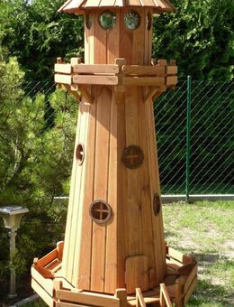 Leuchtturm in der Farbe Teak mit Licht aus Kiefernholz 220 cm NEU - Hergisdorf