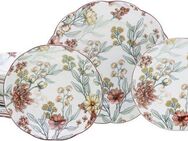CreaTable Teller-Set Fiore, Tellerset 12-tlg (12-tlg), 4 Personen, Steingut, Blütendekor, Blätterdekor