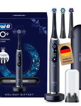 Oral-B Elektrische Zahnbürste iO Series 9, Aufsteckbürsten: 3 St., Geschenkedition, 7 Putzmodi, Lade-Reise-Etui