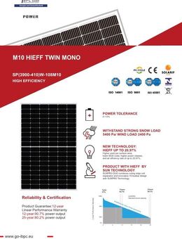 Solarmodul PV Sunpro Power - 410W Silber/Schwarz Rahmen Photovoltaik - Iserlohn