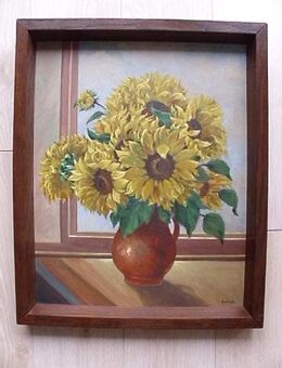 Original Ölgemälde Bild Sonnenblumen signiert Ludolph Vintage alt 129,- - Flensburg
