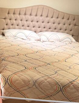 Bettco Boxspringbett mit Bettkasten Maison im Webstoff Beige 180x200 cm - Essen