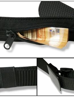 Herren Damen Gürtel mit Geheimversteck Reißverschluss Geheimfach Metalllos Metallfrei Kunststoff 120 cm 13,90 €* - Villingen-Schwenningen