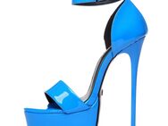 Gr. 41, Giaro Galana 1002, Stiletto Plateau High Heels, Lack blau ( Valentino Giaro ) - Bruchköbel
