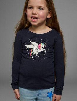 KIDSWORLD Langarmshirt mit süßem Einhorn Druck langärmlig, hüftlange Passform, stylischer Druck
