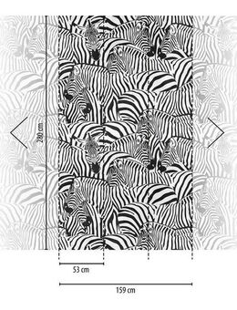 living walls Fototapete THE WALL III Zebra Tapete Motivtapete Tiere Tiere, glatt, matt, (1 St), Vliestapete Tiere für Schlafzimmer Küche Wohnzimmer Zebra Design Flur
