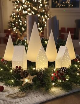 Lichterdorf Set | 3D Gedruckte Lichterhäuser und Leucht-Bäume für Teelicht - Durlangen