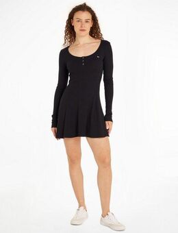 Tommy Jeans Blusenkleid TJW HENLEY FLARE DRESS mit Tommy Jeans Flagge