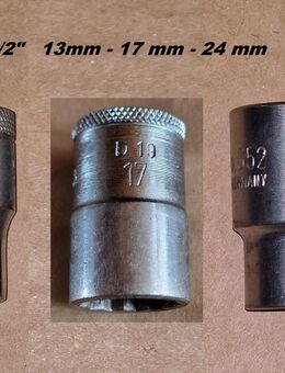 4 Nüsse 1/2" und 2 Bohrfutterschlüssel - Bürstadt