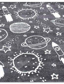 Carpet City Kinderteppich ANIME912, rechteckig, Höhe: 11 mm, Kinderzimmer Teppich Modern mit Mond, Blumen, Wolken, Creme, Multi