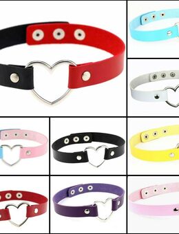 Halsband Mit Herz Anhänger Halskette Halsschmuck Schmuck Lederoptik Mehrfarbig 10,90* - Villingen-Schwenningen