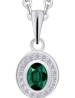 Vivance Kettenanhänger 0,04 ct Diamant Brillant Smaragd Anhänger aus 585 Weißgold, Damen Gold Schmuck