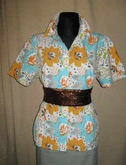 NEU * Stylisch * Retro * Blumen * Blüten * Flower- Power * Hemd- Bluse "VITTORIO ROSSI" Gr. 40- 42/ M * türkis * bunt * - Riedlingen