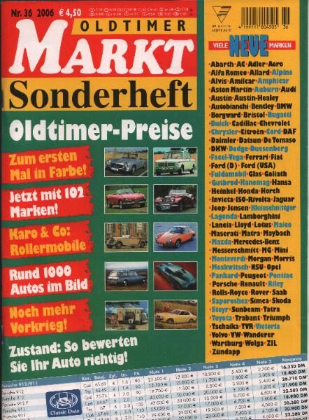 Oldtimer Markt Sonderheft Nr 36 2006 Oldtimer Preise - Spraitbach