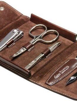 ERBE Maniküre-Etui Houston, 5 tlg., Hochwertiges Etui mit eleganten Kontrastnähten