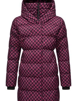 Ragwear Steppmantel Niara Print wasserdichter Mantel mit angesagtem Hahnentritt Muster