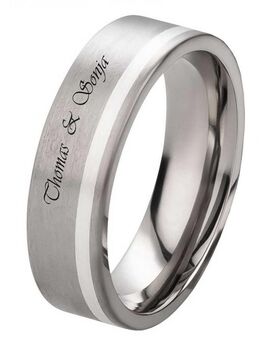 Herrenring Titanring mit Silber HT072 mit individuell Außengravur - Aholming