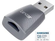 Speicherkartenleser MicroSD Laufwerk Lexar, USB 3.2 Gen 1 Typ A, Samsung EVOPlus MicroSDXC 128GB mit einer Datenübertragung von bis zu 130MB/s, V30, A2, U3, inklusive SD-Adapter - Fürth