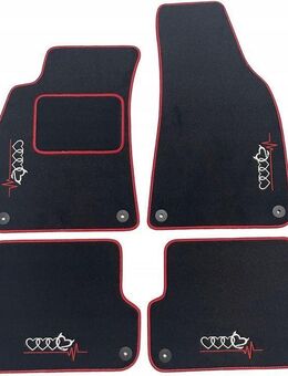 Velours-Fußmatten für Audi A4 B6/B7 (2000-2008) – S-Line STICKEREI Handmade rot - Ingolstadt