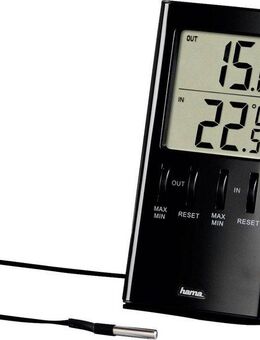 Hama LCD-Thermometer "T-350", Schwarz Mit Außenfühler Wetterstation