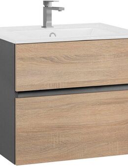 Home affaire Waschtisch Wisla, Waschplatz, Badezimmerschrank (Set, 2-St., Waschtisch mit Waschbecken), Badmöbel für Wandmontage mit Klappe, Schublade und Keramik Waschbecken