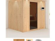 Karibu Sauna Dima, BxTxH: 210 x 184 x 202 cm, 68 mm, (Set) 3,6-kW-Bio-Plug & Play Ofen mit externer Steuerung