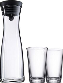 WMF Wasserkaraffe Basic, (Set, 3-tlg., Wasserkaraffe + 2-teiliges Trinkgläser-Set), CloseUp-Verschluss, integriertes Sieb, einfaches Befüllen