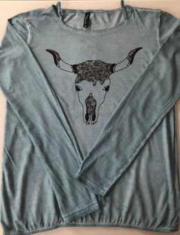 Damen Mädchen Bluse Blau Schwarz Bull Glanz Effekt Glitzer Blau Schwarz Gr. XS Marke Takko, neu - Albstadt