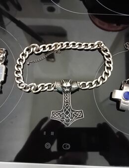Silberschmuck 925 Thor,s Hammer 8cm Kreuz 2 passende Ketten und Uhr von Dugena! - Koblenz