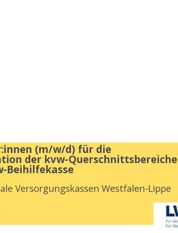 Mitarbeiter:innen (w/m/d) für die IT-Koordination der kvw-Querschnittsbereiche und die kvw-Beihilfekasse - Münster