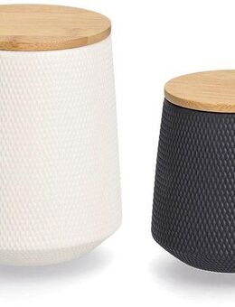 Zeller Present Vorratsdose, Bambus, Keramik, (Set, 2-tlg., 1080ml, Ø 13 x 15,4 cm, 580ml, Ø 11 x 11,4 cm), edles Design, Bambus/Keramik, 580/1080 ml