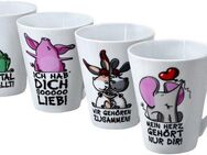 Retsch Arzberg Becher Tierisch, Porzellan, mit 4 Dekore-Sprüchen, 4-teilig