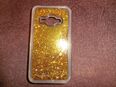 HANDYHÜLLE für Samsung Galaxy J1 Backcover/ Gold-Glitzer flüssig in 47169