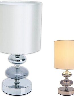 näve Tischleuchte Mali, ohne Leuchtmittel, E14 max. 40W, Material: Metall/Glas/Textil, Farbe: weiß/chrom, IP20