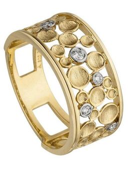 JOBO Fingerring Breiter Ring mit 5 Diamanten, breit 585 Gold