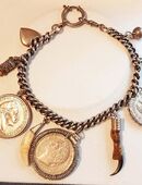 Antik Charivari 3x Silbermünze Trachtenschmuck Silber Tracht Kette Alpen Bayern in 90459
