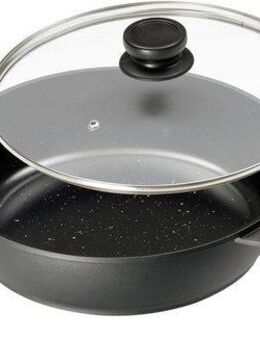 KING Bratpfanne, Aluminiumguss (Set, 12-tlg., 1 Pfanne mit Glasdeckel, 5 Schüsseln inkl. Deckel), Ø 28 cm, Induktion, Keramikbeschichtung