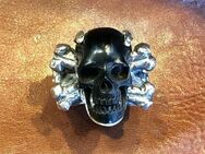 Skull Ring Totenkopf schwarzes Horn & Silber Unikat handgemacht - Köln