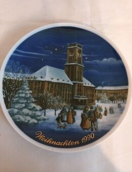Weihnachtsteller Zierteller Jahrgangsteller Porzellan Kobalt Sammelteller 1990 - Essen