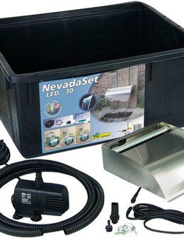 Ubbink Wasserfall Nevada Set 30 cm / mit LED-Beleuchtung / inkl. Wasserbecken, Wasserbecken BxT: 82,5x64 cm, Komplettset mit Pumpe und Anschlussmaterial