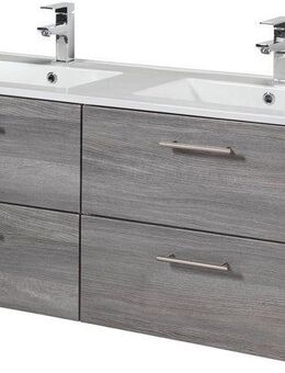 welltime Doppelwaschtisch Trento, verschiedene Ausführungen und Farben, Badmöbel in Breite 120 cm, 2 Doppel-Waschbecken zur Auswahl