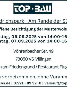 Friedrichspark Haus A5: Großer Balkon mit 17 m², Tageslichtbad, Gäste-WC, 1.-3.OG, KfW 55! - Villingen-Schwenningen