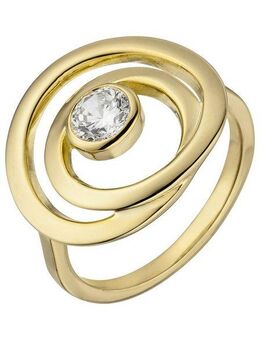 JOBO Silberring, 925 Silber vergoldet mit 1 Zirkonia
