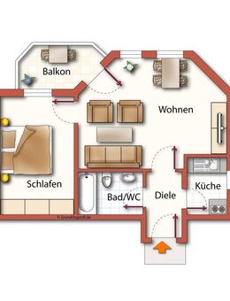 Kompakt geschnittene helle 2-Zimmer-Wohnung mit Balkon in zentraler Lage von Mögeldorf! - Nürnberg