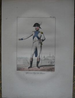 Lithografie von Delpech - koloriert , Officier au Reg. de Bearn ., Nummer 287 , Frankreich , Militär - Uniform ,Blatt 35cm x 25cm , M33 - Görlitz