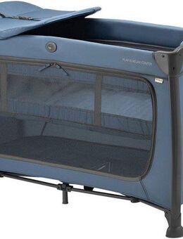 Hauck Baby-Reisebett Play N Relax Center, dark blue, inkl. Neugeboreneneinhang, Wickelmulde, Ausstieg, Räder