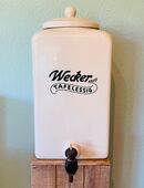 Porzellan Gefäß, antik, Marke Wecker 1819, Tafelessig, Zapfhahn, Tante Emma Laden in 74831