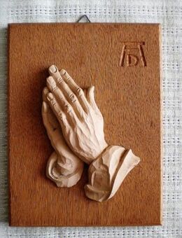 Albrecht Dürer-die betenden Hände,Wandbild,Holz/Plastik,Alt,ca. 60er Jahre,ca. 17x13 cm - Linnich