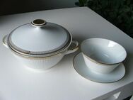 Mitterteich Porzellan Deckelschüssel 1,5 l Ragoutschüssel + Sauciere Relief weiß gold Retro Vintage zus. 9,- - Flensburg